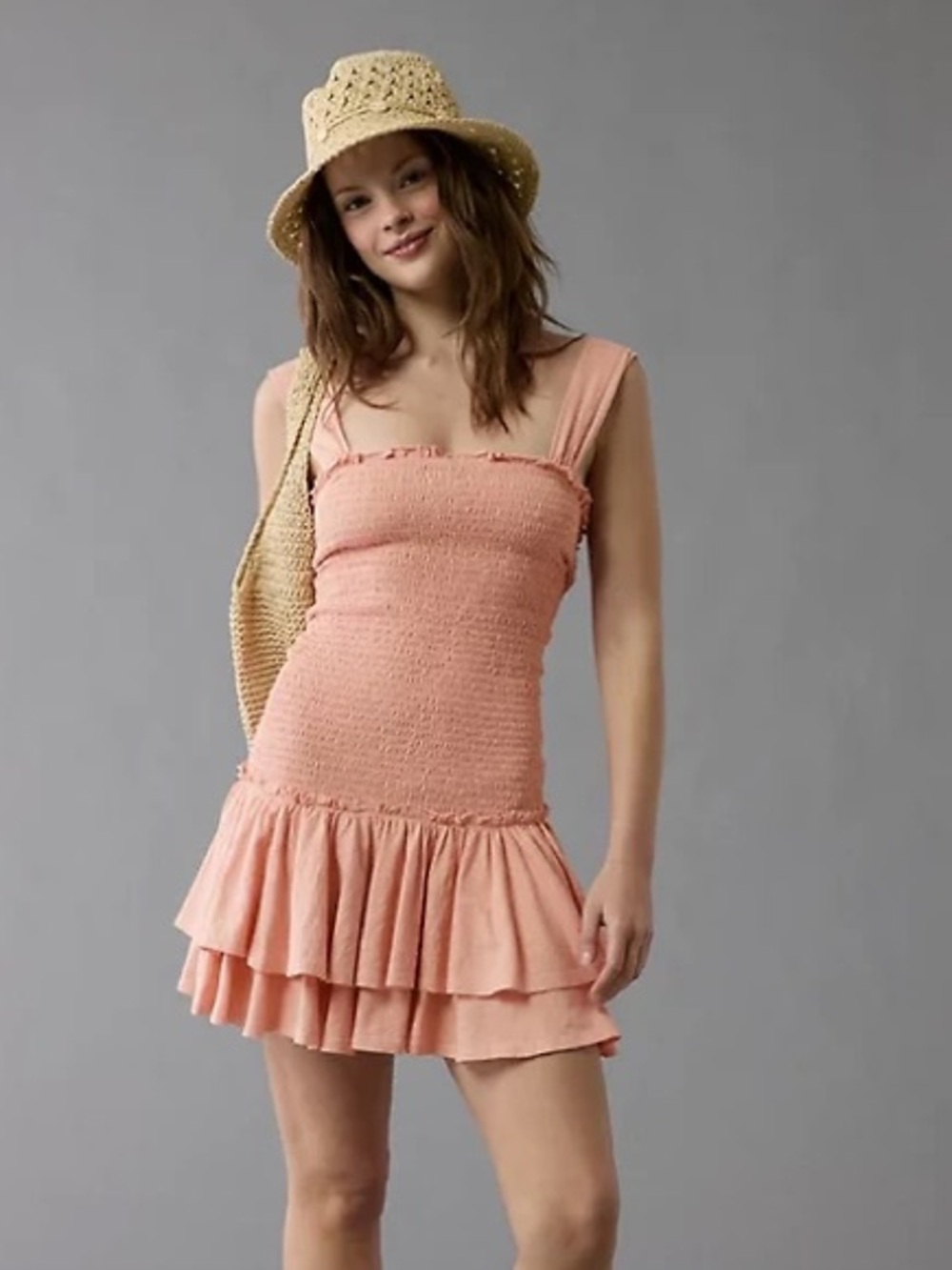 NWTS Knit Smocked Drop Waist Mini Dress MEDIUM